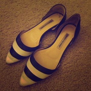 Manolo Blahnik Black & White Leather Flats